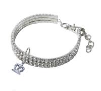 Collar de diamantes de imitación con diseño de corazón y huellas de corazón, collar con colgante, collar para mascotas pequeñas de 7.8 a 9.8 pulgadas