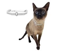 Collar de diamantes de imitación para perro, collar brillante para gatos, collar de perlas brillantes para gatos, perros pequeños y medianos_M (perla)