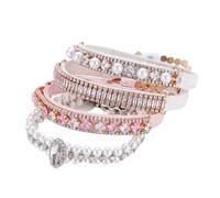 Collar de diamantes de imitación para perro, collar brillante para gatos, collar de perlas brillantes para gatos, perros pequeños y medianos, S (juego)