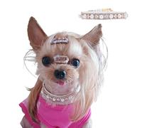 Collar de diamantes de imitación para perro, collar brillante para gatos, collar de perlas brillantes para gatos, perros pequeños y medianos_L (diamantes de imitación blancos perlados)