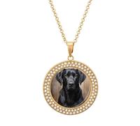 Collar de diamantes de labrador negro para mujer, lindo colgante de aleación, collar de joyería de regalo, talla única, Metal, No es una piedra preciosa