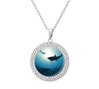 Collar de diamantes de tiburones para mujer, lindo colgante de aleación, collar de joyería de regalo, talla única, Metal, No es una piedra preciosa