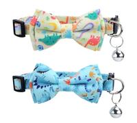 Collar de Dinosaurio para Gato, Bonito Collar de Dinosaurio con Pajarita para Gato con Cascabeles Collar de Pajarita Desmontable para Gatito Collar Ajustable para Gatitos y Cachorros