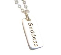 Collar de diosa en plata de ley 925. Joyería inspiradora con cita inspiradora, lema y afirmación. Colgante pequeño y sencillo. Regalo con dije de palabra para ella. Cadena de 45 cm. Chapado en