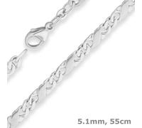 Collar De Dólares De 5,1 Mm, Cadena De 925 Plata Mate-Brillante, 55 Cm