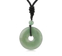 Collar de Donut de Cristales Naturales para Hombres y Mujeres|Colgante de Moneda de La Suerte con Cordón Ajustable,Gargantilla de Equilibrio de Reiki,Amuleto de Yoga,Joyería,Regalos de Aventurina V