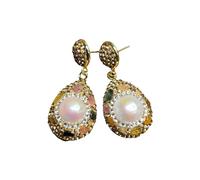 Collar de esclavos con perlas artificiales, accesorios de perlas naturales de agua dulce, pendientes colgantes de anillo, conjunto de joyas de cuentas, collar colgante de joyería, regalos para mujeres