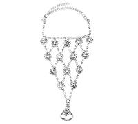 Collar de estilo militar con sandalias de playa y tobillera con cristal blanco para jugar en la playa en la boda distancia pulsera (A, talla única), Aleación de cinc, Sin gemas