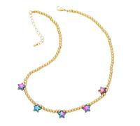 Collar de estrella arcoíris para mujer, gargantilla corta, joyería simple, hermosa y versátil que se puede llevar con cualquier estilo, adjustable, Zirconia cúbica