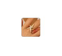 Collar de estrella de mar de oro, aretes, anillos, joyería de playa para mujer, collar de playa de verano de acero inoxidable, joyería de estrella de mar dorada, average, Cuero, Sin piedra preciosa