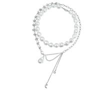 Collar de estrella y luna, perlas irregulares, cadena de cuello ajustable, cadena de clavícula ajustable, hecha a mano, gargantilla con cuentas, joyería para fiestas