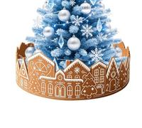 Collar de falda de árbol con diseño de casa de jengibre con luz | Cubierta para base de árbol de Navidad para puerta delantera, entrada, sala de estar, hogar, vacaciones, fiesta de invierno