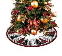 Collar de falda de árbol de Navidad, cubierta de base de felpa con impresión de doble cara para árbol de Navidad, accesorios rústicos de vacaciones para interiores y exteriores, jardín, apartamento