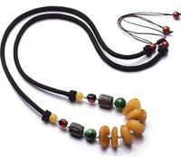 Collar de Feng Shui, colgante de budismo, collar de riqueza de ámbar, auténtico cristal curativo de jade, riqueza de la suerte, protección contra malos espíritus, cadena de suéter, regalo inspirador f