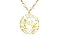 Collar de fénix de animales mitológicos, poderoso tótem celtas, protección de luna creciente, amuleto de joyería