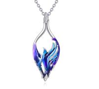 Collar de fénix YAFEINI para mujer con colgante de fénix resurgiendo de plata de ley, regalo de joyería para niñas y mamá, Plata esterlina, Circonita cúbica