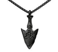Collar de Flecha de Acero Inoxidable Para Hombres - Amuleto Colgante de Flecha Con Nudo de Triquetra Vikingo Celta - Protección Punta Flecha Martillada Hecha A Mano Joyería Calle Vintage(Black_60CM)