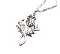Collar de flor de cardo en plata de ley 925. Pequeño amuleto de protección. Símbolo de hierba y sol. Amuleto de adversidad, valentía y resiliencia|Con cadena de 45 cm|Chapado en plata|LK_PNK_02910