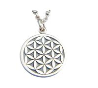 Collar de flor de la vida en plata de ley 925. Joyería de yoga zen y yogui. Colgante espiritual. Dije geométrico de la Cábala. Geometría sagrada. Regalo | Con cadena de 45 cm | Chapado en plata |