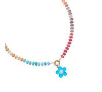 Collar de flores con cuentas multicolor, cadena ajustable, para uso diario, elegante, gargantilla con cuentas, joyería para ella, collar de festival de moda