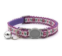 Collar de flores para mascotas con campana, collar ajustable para accesorios para cachorros (morado oscuro)