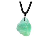 Collar de fluorita verde natural, colgante de piedra mineral mineral de cuarzo para hombres y mujeres mineral, 2Pcs, Metal Zinc Hierro, Amazonita