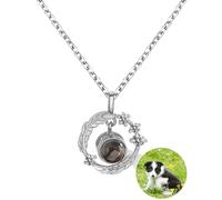 Collar de Fotos Colgante de Proyección de Fotos Personalizado con Foto en el Interior Te Quiero en 100 Idiomas Colgante Redondo Collar de Plumas Proyección Creativa Joyería Regalo para Mujer