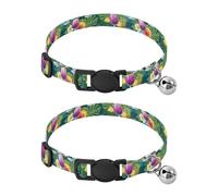 Collar de frutas de cóctel tropical colorido para gatito, paquete de 2 collares de gato con campana