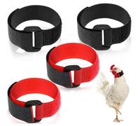 Collar de Gallo de Nailon Ajustable de 4 Piezas, cinturón de Cuello sin Gancho, Reduce los gritos para Evitar Molestar a los vecinos, 2 Rojos + 2 Negros