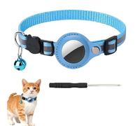 Collar de gato, 23 - 34 cm - Collar para gatos antiestrangulamiento, reflectante, collar de gato extensible con campanilla compatible con Apple Air Tag para gatitos y perros pequeños GPS no incluido