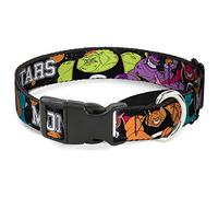 Collar de gato Breakaway con campana, Space Jam MONSTARS - Pelotas de baloncesto para 5 jugadores, galaxia, negro y blanco, estrecho, se adapta a 8.5-12 pulgadas