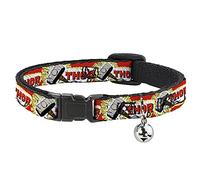 Collar de Gato Breakaway Martillo de Thor Rojo, Amarillo y Blanco, de 8 a 12 Pulgadas, 0.5 Pulgadas de Ancho (BAC-WTH005-NM)