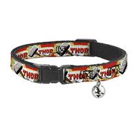 Collar de Gato Breakaway Martillo de Thor Rojo, Amarillo y Blanco, de 8 a 12 Pulgadas, 0.5 Pulgadas de Ancho (BAC-WTH005-NM)