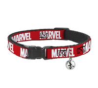Collar de Gato Breakaway Marvel Red Ladrillo Logo Rojo Blanco 8 a 12 Pulgadas 0.5 Pulgadas de Ancho