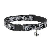 Collar de gato Breakaway Nightmare Before Christmas Jack Expression Stack, color negro y gris, de 8 a 12 pulgadas, 0.5 pulgadas de ancho
