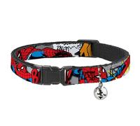 Collar de gato Breakaway Spider Man Action Verbiage de 8 a 12 pulgadas, 0.5 pulgadas de ancho