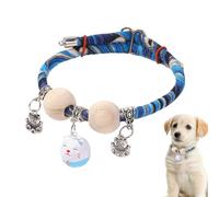 Collar de gato, collar de gatito con cuentas de cedro con campana, collar estético de animales con hebilla ajustable para caminar, viajar, sala de estar, razas pequeñas, medianas y grandes