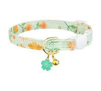 Collar de gato con campanas - correa en, encanto de flores, ajuste ajustable | Diseño colgante, accesorio de cuello exterior suave para gatos para niños, caminar por alma