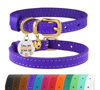 Collar de Gato con Campanas y Abalorios en Relieve, Negro (Morado, 18-23 cm)