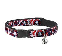 Collar de Gato con Hebilla - Capitán América Shield Digital Camo Azul/Blanco/Rojo