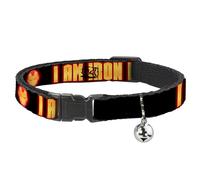 Collar de Gato con Hebilla Separable - Cara de Iron Man/I Am Iron Man Negro/Amarillo Brillante