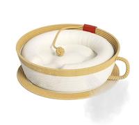 Collar de gato - Cuerda de algodón donut abrazar nido | Taza de café en forma de cesta acolchada | Cuerda de algodón tejida cálida Cama para mascotas | Para Escritorio Ventana Coche Silla Sofá Mesa