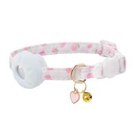 Collar de gato desmontable con soporte para Airtag, collar de gatito con soporte para Apple Air Tag y campana para gatos, 0.4 pulgadas de ancho y peso ligero (corazón blanco)