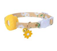 Collar de gato desmontable con soporte para Airtag, collar de gatito con soporte para Apple Air Tag y campana para gatos, 0.4 pulgadas de ancho y ligero (margarita amarilla)