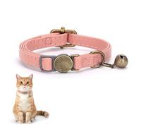 Collar de Gato Nymora de Cuero Suave, Collar de Seguridad Break - Away con campanita, Ajustable y Duradero, Adorable Collar Rosa para Gatitos
