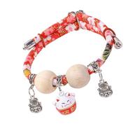 Collar de gato pequeño, collar de gatito con cuentas de cedro con campana, collar ajustable de animales para todo el día, estético, para entrenamiento, fotografía, viajes, caminar, vacaciones, patio