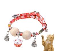 Collar de gato pequeño, collar de gatito con cuentas de cedro con campana, collar estético de animales con hebilla ajustable para caminar, viajar, sala de estar, razas pequeñas, medianas y grandes