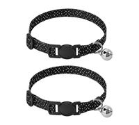 Collar de gato suave con cuadrícula de puntos blancos y negros fáciles de llevar, paquete de 2