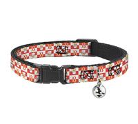 Collar de Gato The Wizarding World of Harry Potter, Collar Separable con Campana, Logotipo de Harry Potter y Taza a Cuadros Rojo y Blanco, 8.5 a 12 Pulgadas, 0.5 Pulgadas de Ancho