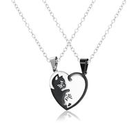 Collar De Gatos | Cinero De Corazón, Colgante Romántico, Gargantilla De La Cadena De Regalo, De Joyería De Amor, Accesorios De Moda, Joyería De Gato Collar De Pareja Para Mujeres Vacaciones